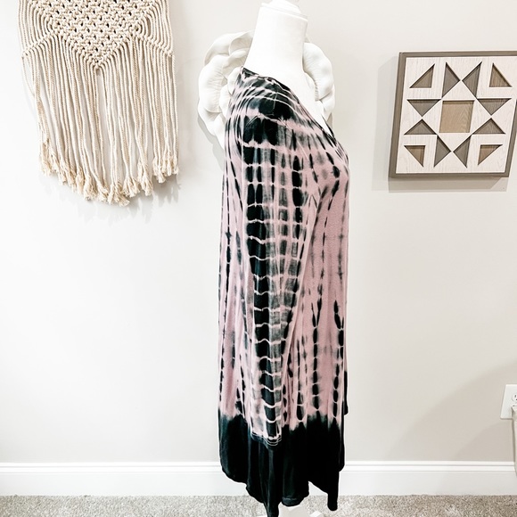 YA Los Angeles Purple and Black Tie Dye Long Sleeve Jersey Dress Size Medium - Picture 4 of 9